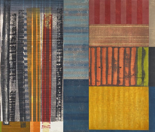 Paul Furneaux RSA Burnt Sumi Mokuhanga on two panels 100 x 117 x 4 cm