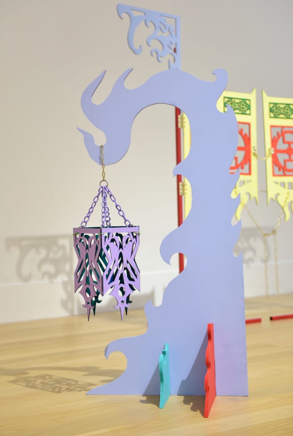 Hannah Lim Shard of Fire, 2021 MDF, acrylic paint and steel chain 120 x 70 x 65 cm Edition of 15