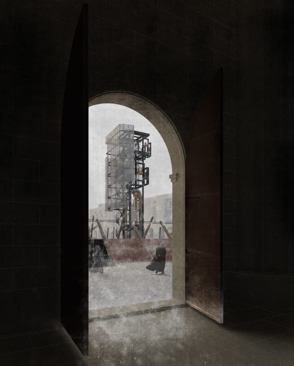 Toby Eccleston and Daniel Anderson Perspective from the Iglesia de San Pedro Apóstol, 2023 Architectural Drawing Print 59.4 x 84.1 cm