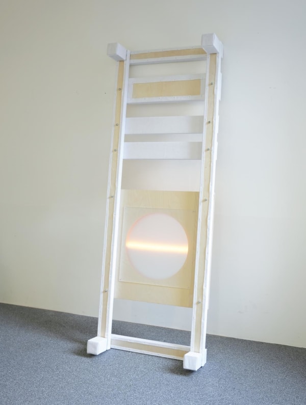 Penghang Liu Bed (Through the Winter Light), 2024 Birch plywood, LED, felt, frosted acrylic sheet, bolts 200 x 73 x 20 cm
