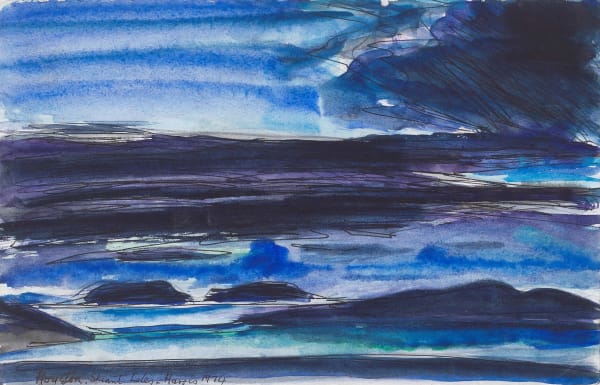 John Houston RSA Shiant Isles, Harris, 1974 Pen and watercolour on paper 13.5 x 21 cm