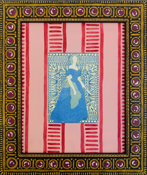 Tallulah Batley Pink Parlour Frame 1O, 2024 Picture frame, gesso, gouache, paint pen, risograph print 28 x 33 cm