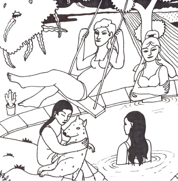 Adrian Wiszniewski RSA The Swing Ink on paper 24 x 24 cm