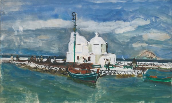 John Houston RSA Fishermen's Church, Aegina, 1954 Gouache on paper 27 x 45.5 cm