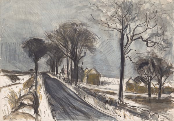 John Houston RSA Winter near Linlithgow, 1961 Watercolour and gouache on paper 35 x 51 cm
