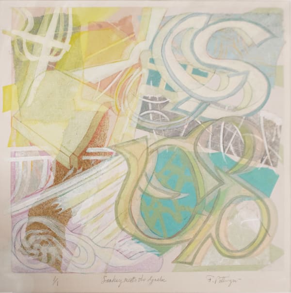 Frank Pottinger RSA Sankey Meets the Gaelic Woodcut with chine collé 56 x 53.5 cm Edition of 1