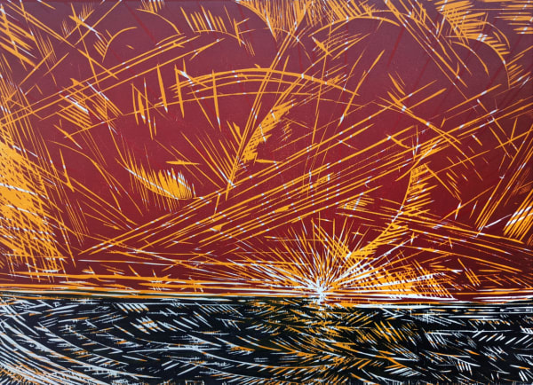 John Houston RSA Sunset, Gullane Bay II, 1989 Woodcut 42 x 58 cm (image) 57 x 76 cm (support) Edition of 30 plus 2 artist's proofs