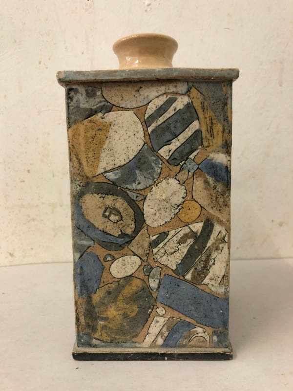Frank Pottinger RSA Untitled (Blue and Brown Vessel) Stoneware with coloured glazes 20 x 9.5 x 10 cm