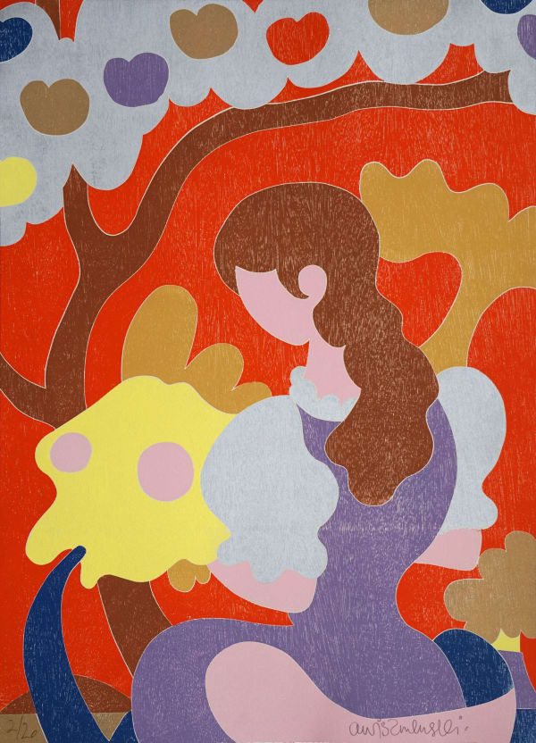 Adrian Wiszniewski RSA Princess with Fish, 2018 Laser-cut woodblock 71 x 52 cm Edition of 20