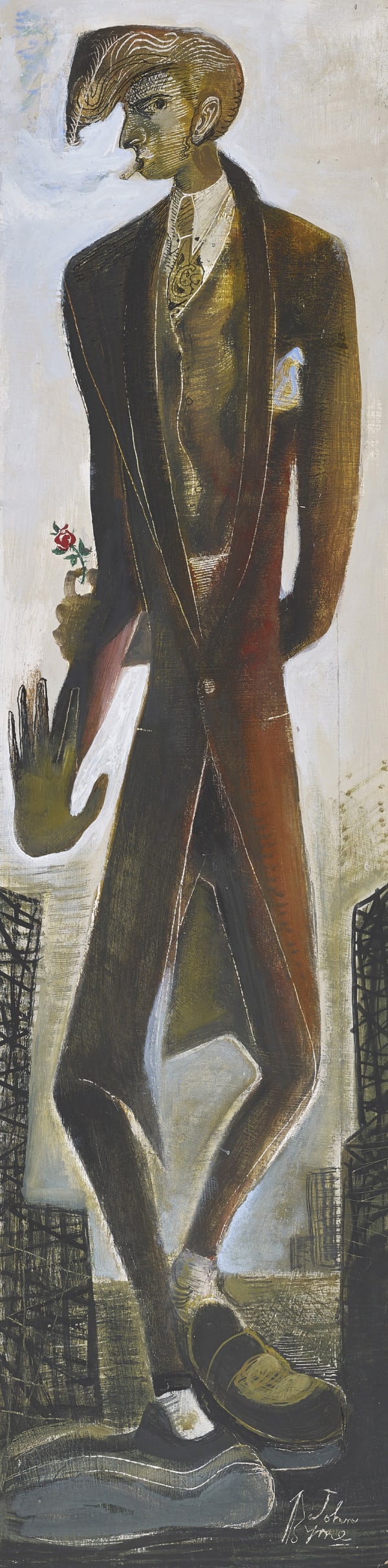 John Byrne RSA First Date, 2018 Oil on board 75 x 19 cm