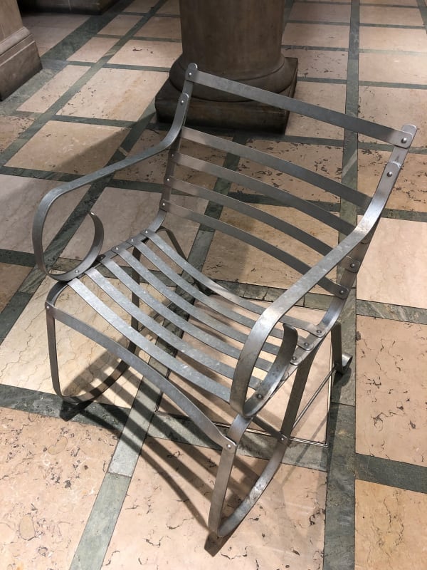 Lily Garget Hand-bent mild steel chair, 2022 Galvanised mild steel 92 x 62 x 52 cm