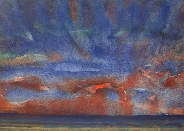 John Houston RSA Calm Sea Watercolour on paper 13 x 18.5 cm