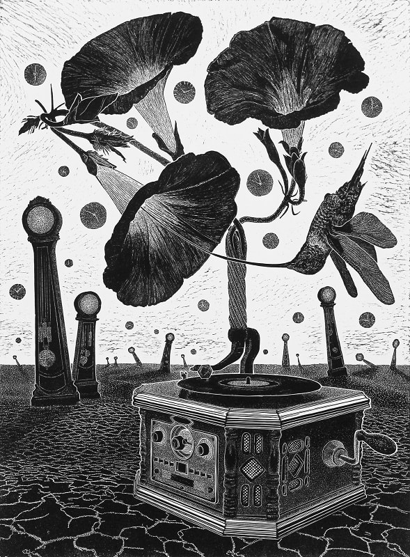 Ade Adesina RSA Tic Toc, 2016 Linocut 78 x 58 cm Edition of 30