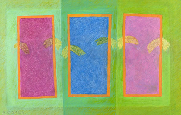 Andrew Stenhouse RSA Portals with Phantoms, 2025 Watercolour and colour pencils Image: 44.5 x 28.5 cm Frame: 60 x 44 cm