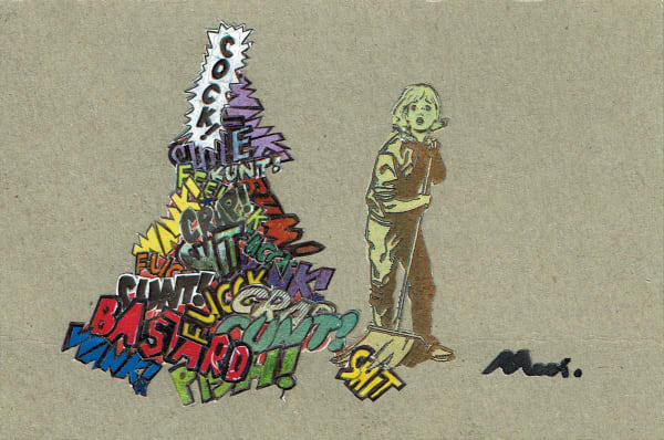 David Mach HRSA Filth Collage Image: 10 x 15 cm Frame: 14.5 x 19.5 cm