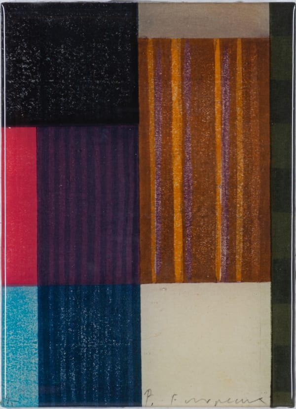 Paul Furneaux RSA Pink Rain Mokuhanga on panel with resin 18 x 13 cm