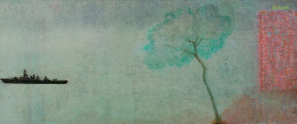 Alasdair Wallace The Floating World Acrylic on board 19.5 x 46 cm