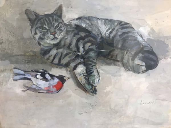 George Donald RSA Bad Cat Acrylic on linen on board 27 x 36 cm