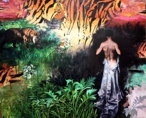 George Donald RSA Tiger in the Sky Mixed media 100 x 118 cm