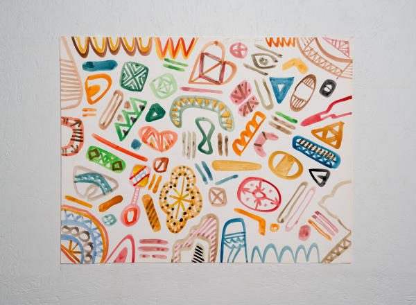 Frank Romero Chicano Iconography, 1977 Gouache on paper 17.625 x 22.75 in 44.8 x 57.8 cm
