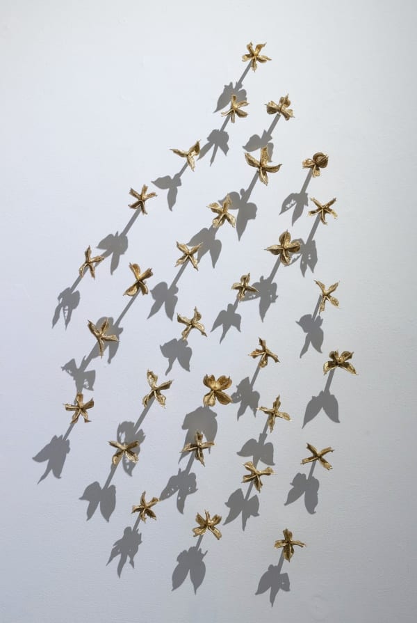 Jenelle Esparza Through the Threshold, 2020 Bronze cast spurs attached to brass tubes. 29 x 17 x 2.5 in 73.7 x 43.2 x 6.3 cm