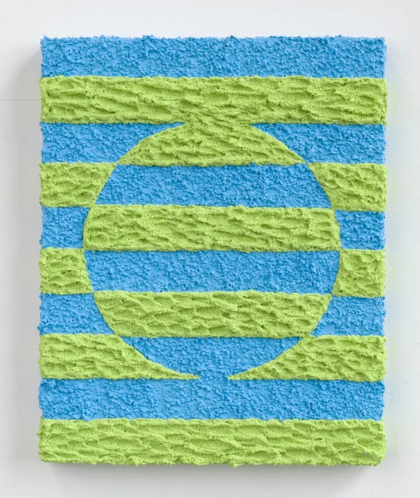 Carlos Rosales-Silva Border Exchange Studies (Light Blue and Lime Green), 2021 Sand in acrylic and flashe paint on panel 10 x 8 x 1 in 25.4 x 20.3 x 2.5 cm