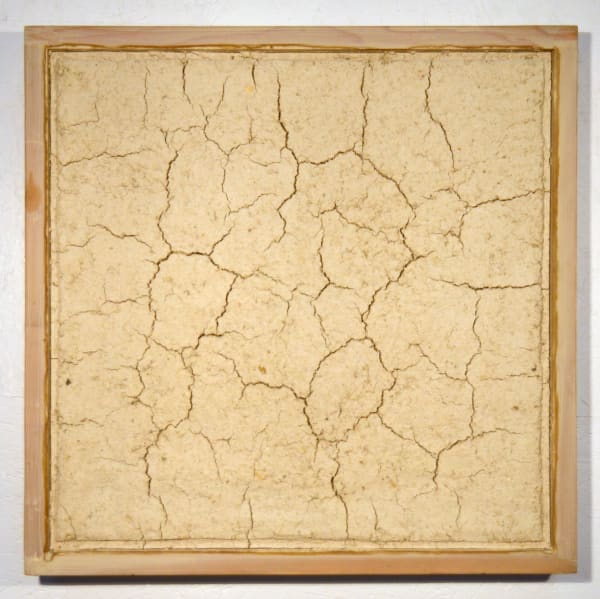 Frank Romero Adobe Series – Tierra blanca, 1995/2024 Soil, acrylic, chicken wire on wood 24 x 24 x 2.5 60.9 x 60.9 x 6.3 cm
