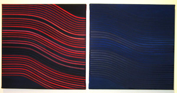Cecilia Biagini Movimiento relativo DIPTYCH, 2008 Flashe vinyl paint on canvas 10 x 22 in 25.4 x 55.9 cm