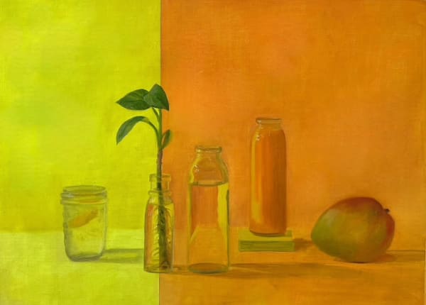 Audrey Rodriguez Formal Inquiry in Yellow and Orange, 2025 Vinyl paint and oil on linen 12 x 16 in 30.5 x 40.6 cm