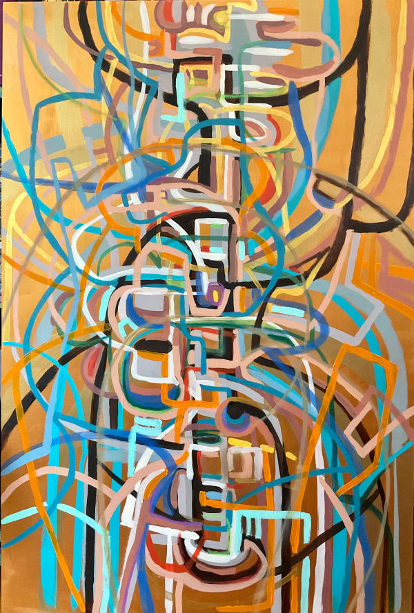 Joan Fabian Closet Full of Skeletons, 2023 Acrylic, oil pastel on Russian birchwood 36 x 24 in 91.4 x 61 cm