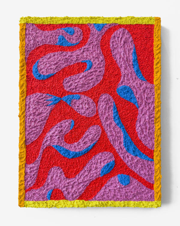 Carlos Rosales-Silva Veggie Cookout, 2021 Sand in flashe and acrylic paint on panel 16 x 12 in 40.6 x 30.5 cm