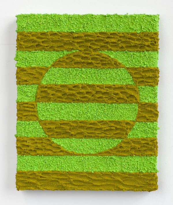 Carlos Rosales-Silva Border Exchange Studies (Dark Green & Light Green), 2021 Sand in acrylic and flashe paint on panel 10 x 8 x 1 in 25.4 x 20.3 x 2.5 cm
