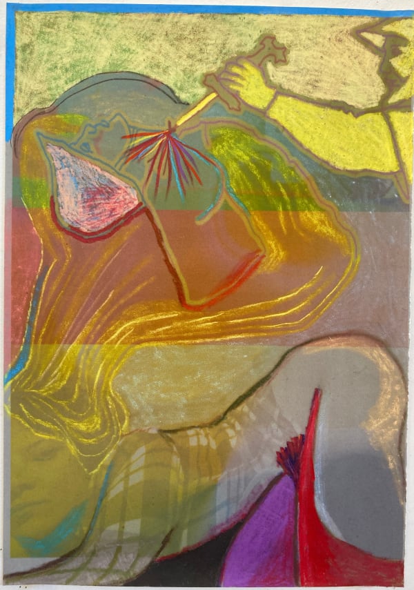 Gaby Collins-Fernandez Burst Your Bubble, 2020 Crayons and digital photocollage on flocked paper 19 x 13.5 in 48.3 x 34.3 cm