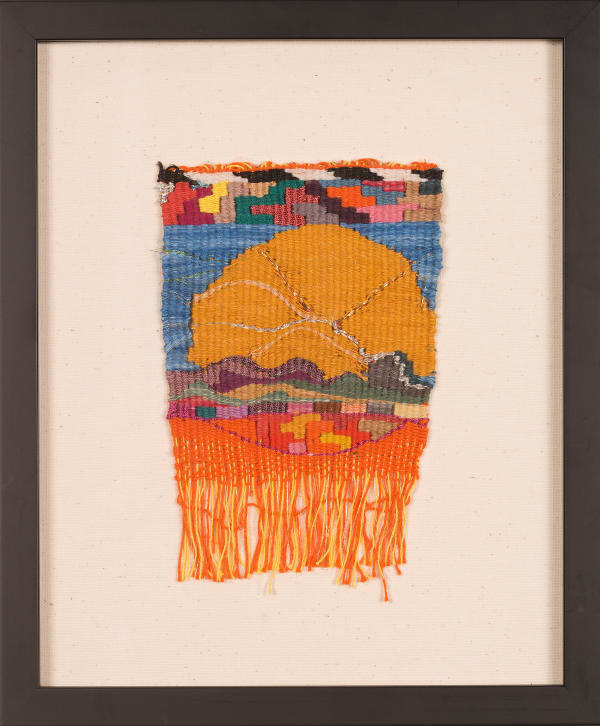 Consuelo Jimenez Underwood California Sunset, 2013 Tapestry, frame loom. Linen, cotton, metallic threads 8 x 5 in 20.3 x 12.7 cm