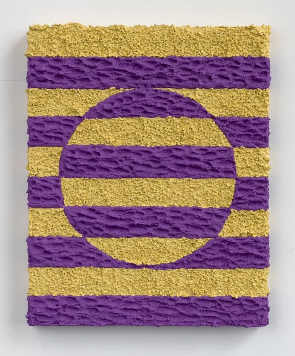 Carlos Rosales-Silva Border Exchange Studies (Light Ochre and Royal Purple), 2021 Sand in acrylic and flashe paint on panel 10 x 8 x 1 in 25.4 x 20.3 x 2.5 cm