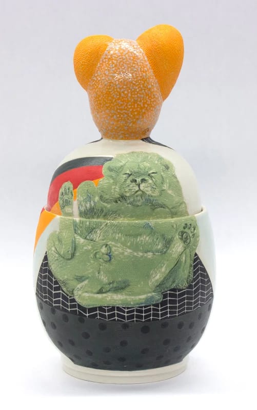 Kaela Puente I Donut Care, 2015 Porcelain, underglaze, glaze 7 x 4 x 4" 17.8 x 10.2 x 10.2 cm
