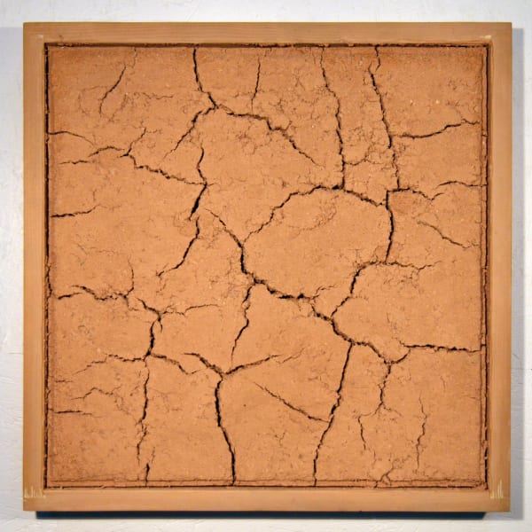 Frank Romero Adobe Series – Tierra roja, 1995/2024 Soil, acrylic, chicken wire on wood 24 x 24 x 2.5 60.9 x 60.9 x 6.3 cm