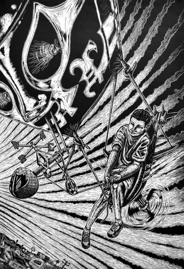Juan de Dios Mora Asi Como Voy, Asi Llego, 2016 Linocut 29.3 x 19.8 in 74.4 x 50.3 cm Edition of 10
