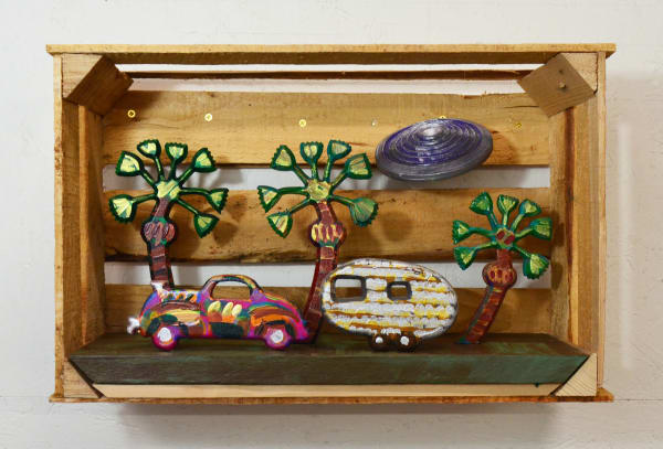 Frank Romero Caja de sombra - Roswell, Nuevo Mexico, 2024 Acrylic on wood 13 x 21 x 9 in 33 x 53.3 x 22.9 cm