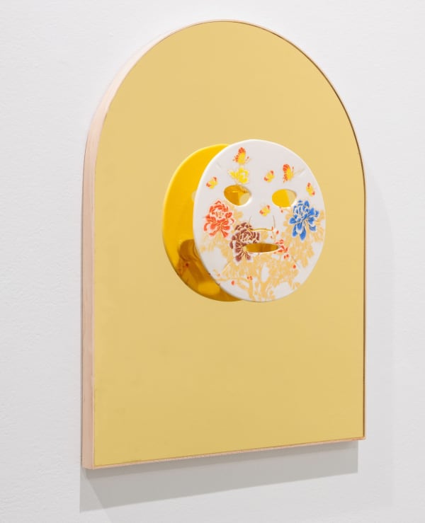 Jennifer Ling Datchuk Flawless (gold), 2023 Porcelain, decals from Jingdezhen, China, mirror plexiglass 20 x 16 x 3 in 50.8 x 40.6 x 7.6 cm