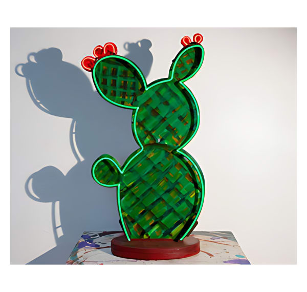 Frank Romero Nopal, 2024 Acrylic, neon on wood 29.75 x 17.25 x 8 in 75.6 x 43.8 x 20.3 cm