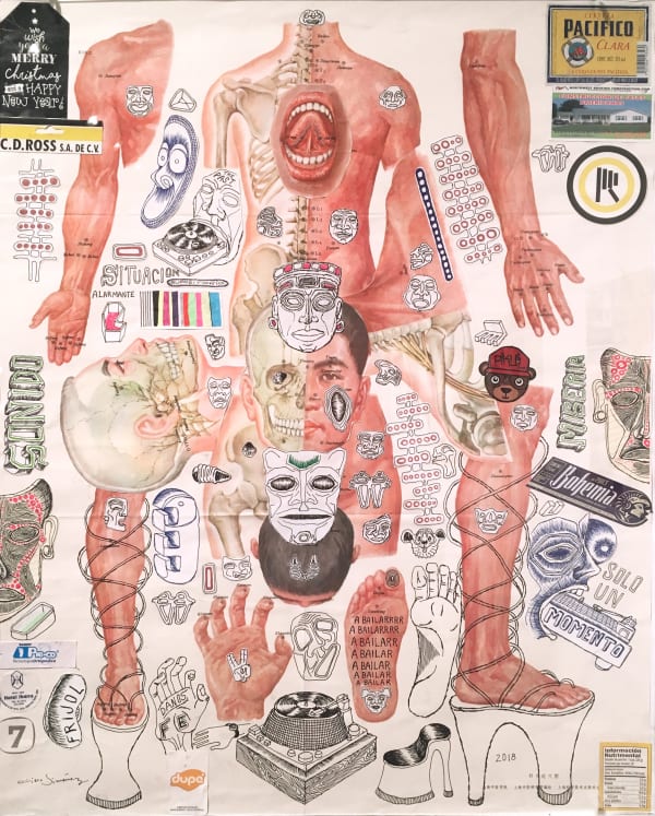 Cisco Jiménez A Bailar, 2018 Collage with drawing 28.3 x 22.5 in 71.8 x 57.1 cm