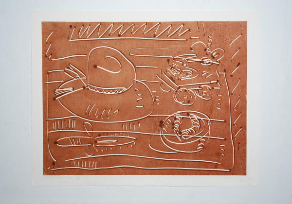 Frank Romero Pingo and Knife, 1989 Silkscreen monoprint (Self-Help Graphics) 27.5 x 35.375 in 69.8 x 89.9 cm