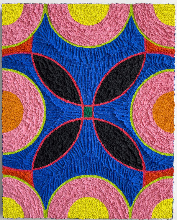 Carlos Rosales-Silva Abanico, 2022 Sand, crushed stone, and glass bead in acrylic paint on panel 20 x 16 in 50.8 x 40.6 cm