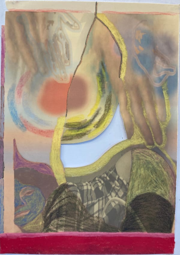 Gaby Collins-Fernandez Dead Center, 2020 Crayons and digital photocollage on flocked paper 19 x 13.5 in 48.3 x 34.3 cm