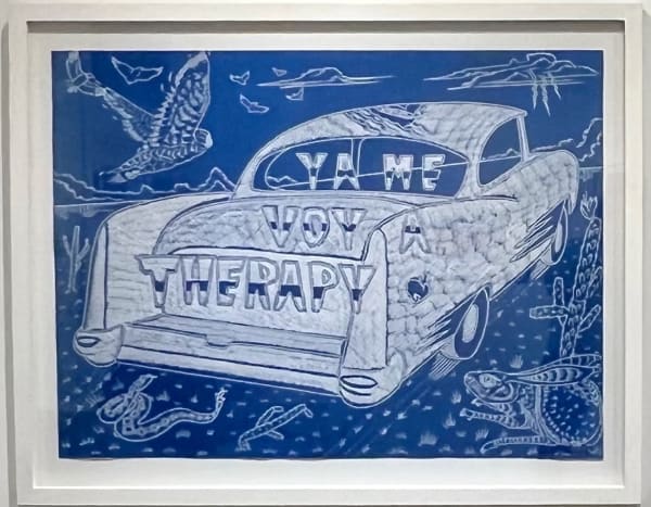 Richard 'Ricky' Armendariz Ya me voy a therapy (Blue), 2015 Woodblock print 36 x 48 in 91.4 x 121.9 cm Edition of 2
