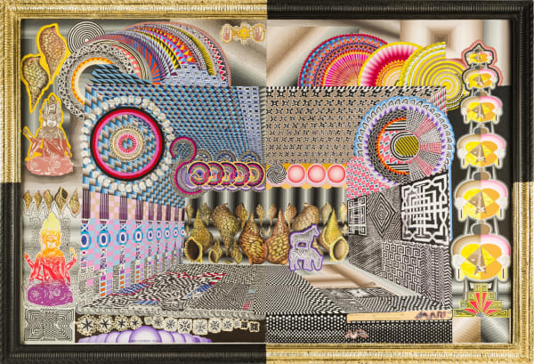 Pedro Friedeberg No hay mal que bien no venga. ¡Recórcholis, Cáspita, Cielos!, 2021 Ink and acrylic on museum board 41 x 61 in 104.1 x 154.9 cm