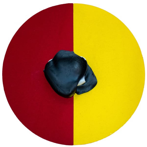 Jesse Amado Take Out Brisquet Burger, 2023 Virgin wool felt and acrylic on styrofoam 24 x 24 x 4 in 61 x 61 x 10.2 cm