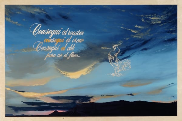 Richard 'Ricky' Armendariz Consegui al rooster, consegui el crow, consegui el ebb pero no el flow..., 2006 Oil on carved plywood 48 x 72" 121.9 x 182.8 cm