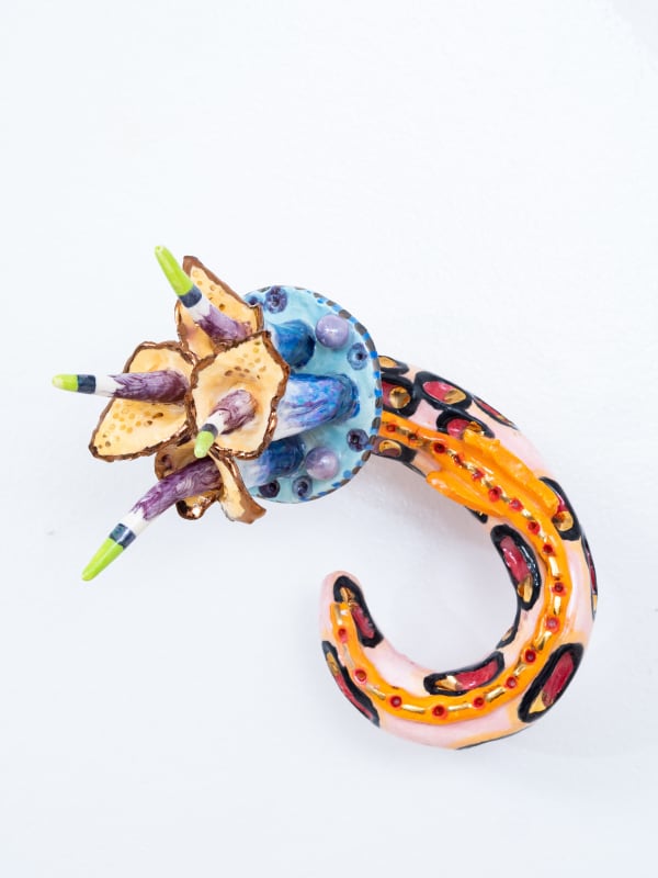 Nicolás Leiva El Diluvio Prometido: Flowers VI, 2024 Majolica ceramic with gold 5.5 x 5.5 3.5 in 14 x 14 cm